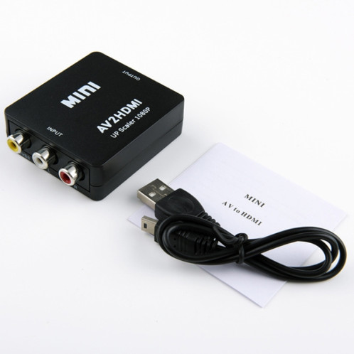 HOWEI HW-2105 Mini AV CVBS / L + R adaptateur de convertisseur audio vers HDMI, prise en charge du scaler 1080P (noir) SH106B1254-011
