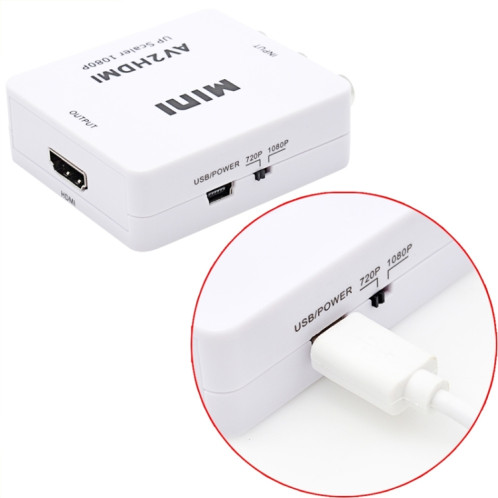 HOWEI HW-2105 Mini AV CVBS / L + R adaptateur de convertisseur audio vers HDMI, prise en charge du scaler 1080P (noir) SH106B1254-011