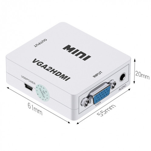 HOWEI HW-2107 HD 1080P Mini VGA vers HDMI Scaler Box Convertisseur Audio Vidéo Digital SH107B106-012