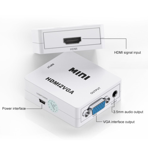 HOWEI HW-2109 Mini convertisseur audio vidéo HDMI vers VGA (noir) SH108B1903-011