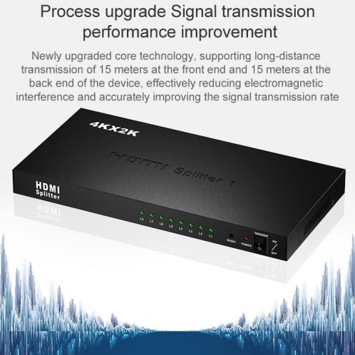 Répartiteur HDMI 1 x 8 Full HD 1080P avec interrupteur, prise en charge 3D et 4K x 2K SH0117768-013