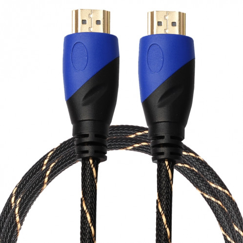 1m HDMI 1.4 Version 1080P Fil Net Ligne Bleu Noir Tête HDMI Mâle vers HDMI Mâle Audio Connecteur Vidéo Câble Adaptateur SH0121677-08
