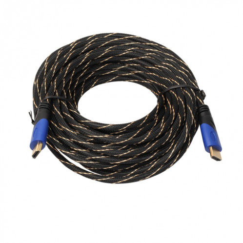 15m HDMI 1.4 Version 1080P Woven Net Line Bleu Noir Tête HDMI Mâle vers HDMI Mâle Connecteur Audio Vidéo Câble Adaptateur SH0126362-08
