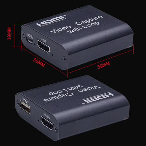 Capture vidéo USB 2.0 vers HDMI 4K HD avec boucle (noir) SH154B522-011