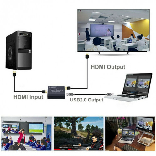 Capture vidéo USB 2.0 vers HDMI 4K HD avec boucle (noir) SH154B522-011