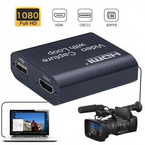 Capture vidéo USB 2.0 vers HDMI 4K HD avec boucle (noir) SH154B522-011