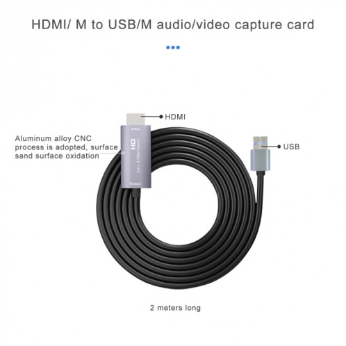 Carte de capture vidéo Z36 HDMI mâle vers USB mâle HD, longueur du câble: 2 m SH0180560-05