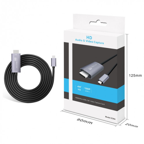 Carte de capture vidéo HD Z36A HDMI mâle vers USB-C / Type-C mâle, longueur du câble: 2 m SH01811082-05