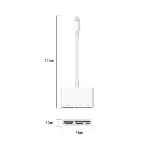 Adaptateur de convertisseur de téléphone portable multifonction NK-103C 4 en 1 8 broches vers HDMI (blanc) SH182W625-07