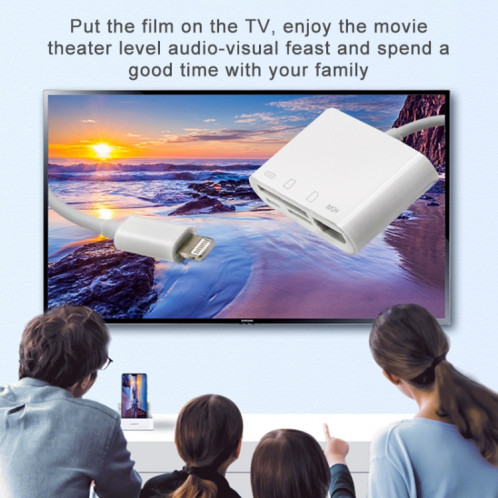 Adaptateur de convertisseur de téléphone portable multifonction NK-103C 4 en 1 8 broches vers HDMI (blanc) SH182W625-07