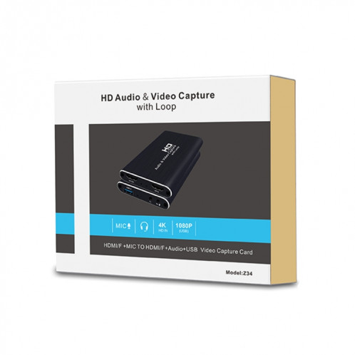 Z34 HDMI femelle + micro vers HDMI femelle + audio + USB HD carte de capture vidéo et audio avec boucle SH01911552-09