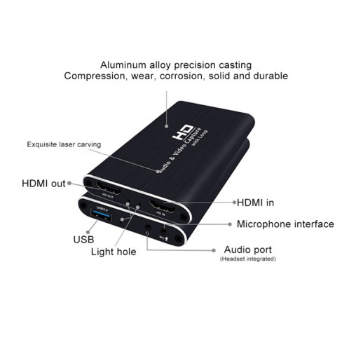 Z34 HDMI femelle + micro vers HDMI femelle + audio + USB HD carte de capture vidéo et audio avec boucle SH01911552-09