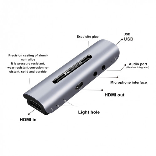 Z35 HDMI Femelle + Micro vers HDMI Femelle + Audio + USB Carte de Capture Vidéo et Audio HD avec Boucle SH0192939-010