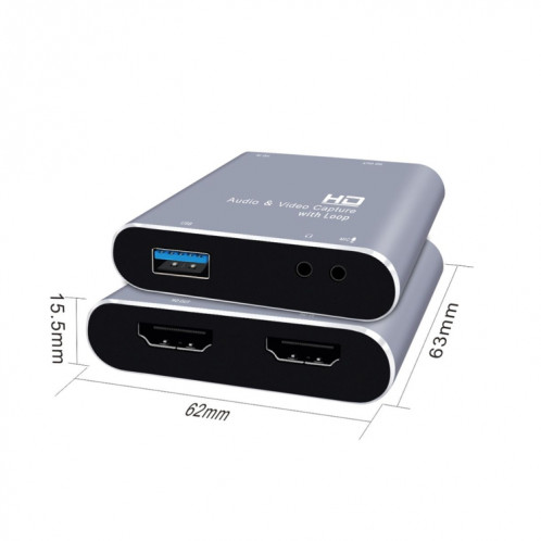Z37 HDMI Femelle + Micro vers HDMI Femelle + Audio + USB Carte de Capture Vidéo et Audio HD avec Boucle SH0193651-010