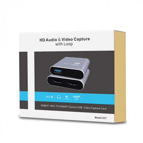 Z37 HDMI Femelle + Micro vers HDMI Femelle + Audio + USB Carte de Capture Vidéo et Audio HD avec Boucle SH0193651-010