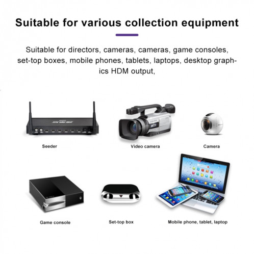 Z37 HDMI Femelle + Micro vers HDMI Femelle + Audio + USB Carte de Capture Vidéo et Audio HD avec Boucle SH0193651-010