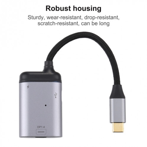 Câble adaptateur de synchronisation de données 4K USB-C / Type-C vers Mini DisplayPort 1.4 + PD SH0198491-06