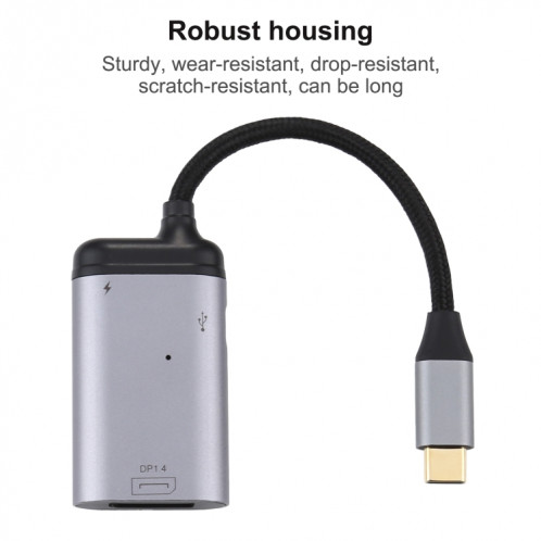 Câble adaptateur de synchronisation de données 4K USB-C / Type-C vers DisplayPort 1.4 + PD SH01991289-06