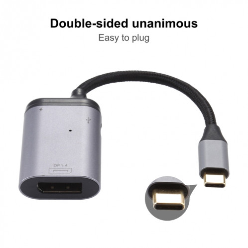 Câble adaptateur de synchronisation de données 4K USB-C / Type-C vers DisplayPort 1.4 + PD SH01991289-06