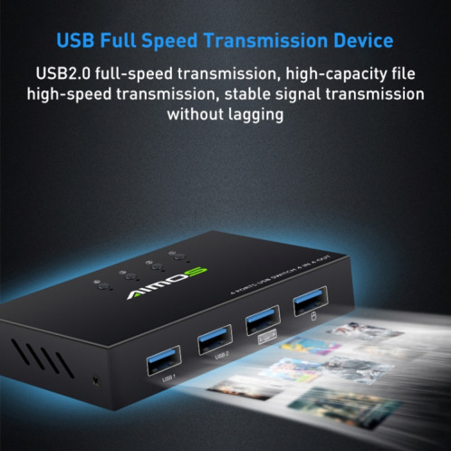 AIMOS AM-KM404K USB2.0 Sélecteur 4 entrées 4 sorties SH02001623-011