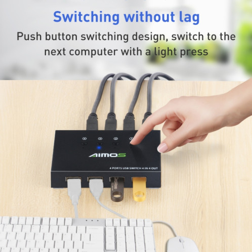 AIMOS AM-KM404K USB2.0 Sélecteur 4 entrées 4 sorties SH02001623-011