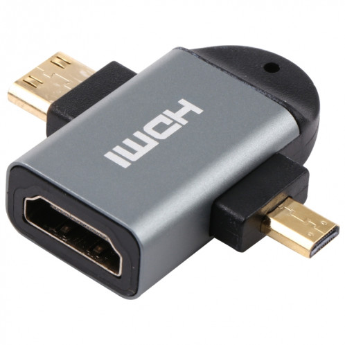 2 en 1 mini HDMI mâle + micro HDMI mâle à l'adaptateur tête plaqué or femme HDMI SH0202650-06