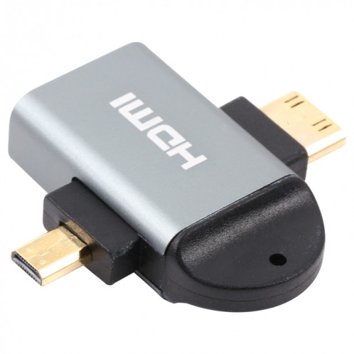 2 en 1 mini HDMI mâle + micro HDMI mâle à l'adaptateur tête plaqué or femme HDMI SH0202650-06