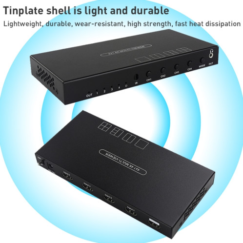 Measy MV4341 4K 30Hz 4 In 1 Out HDMI Quad Screen Splitter, Type de prise: US Plug (Noir) SM231B1239-09