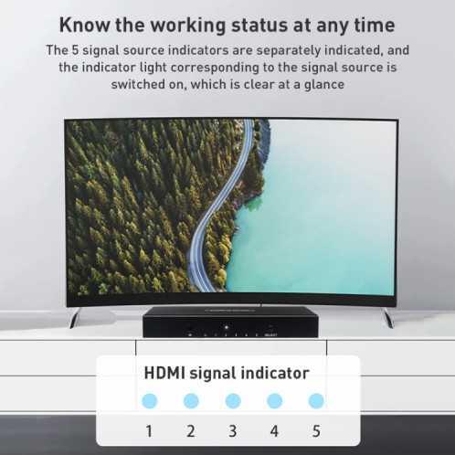 Measy SWH4651 4K 60 Hz 5 entrées 1 sortie commutateur convertisseur HDMI, type de prise : prise américaine (noir) SM233B56-09