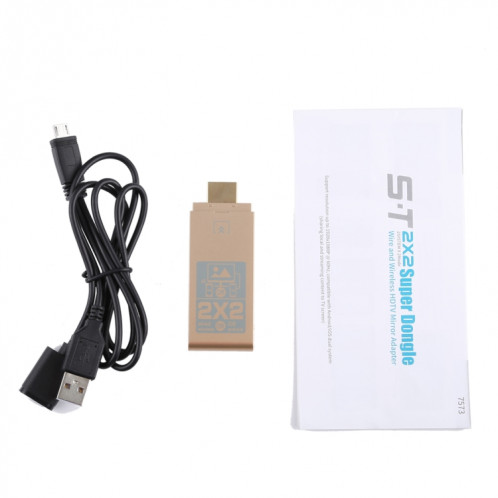 2 systèmes x 2 modes Super Dongle Wire et adaptateur de miroir HDMI HDTV sans fil pour Android, iOS (or) SH236J1047-09