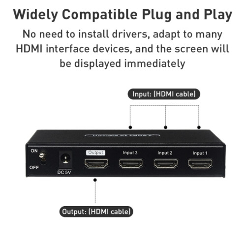 Measy SWH4631 4K 60 Hz 3 en 1 sortie HDMI convertisseur commutateur, type de prise : (noir) SM237B130-09