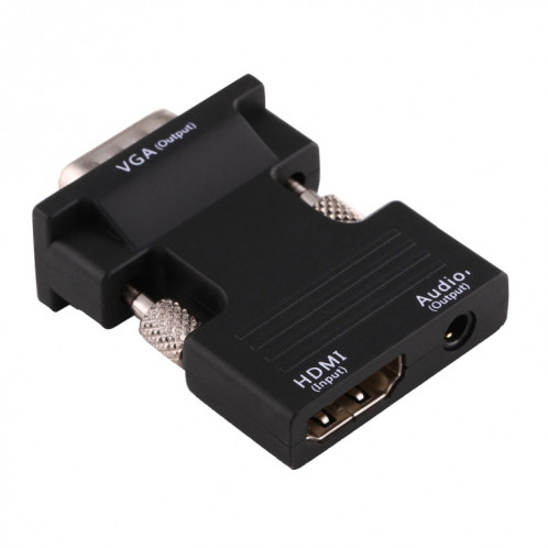 Convertisseur mâle HDMI vers VGA avec adaptateur de sortie audio pour projecteur, moniteur, téléviseurs (noir) SH586B243-07