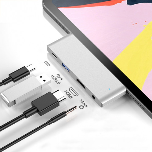 HW-TC29 Adaptateur HUB d'extension multifonction 4 en 1 Type-C / USB-C Hub iPad Pro (Argent) SH120S137-013