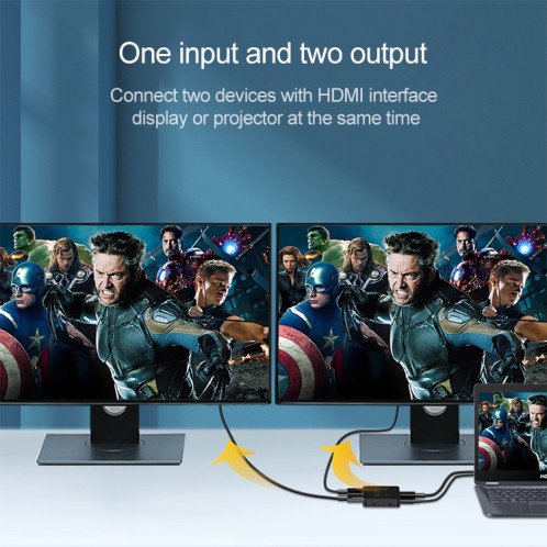 1x2 Mini répartiteur d'amplificateur HDMI, prise en charge 3D et 4K x 2K (noir) SH125B256-012