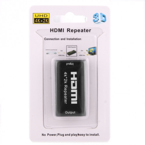 Mini 2160P Full HD HDMI 1.4b Répéteur Amplificateur, Support 4K x 2K, 3D (Noir) SH851B259-08