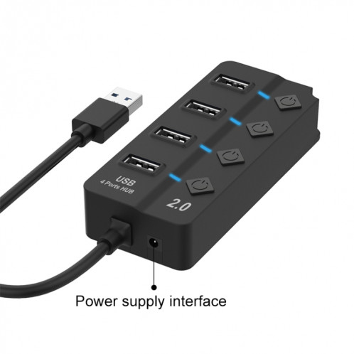 ONTEN 5301 USB 3.0 Homme à 4 USB 2.0 Femme Splitter Extender avec interrupteur indépendant SO2361726-08