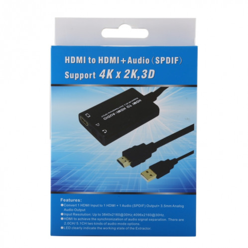 HDMI vers HDMI + 3.5mm Audio + Convertisseur 3D SPDIF 4K x 2K, Alimentation de support SH3025792-05