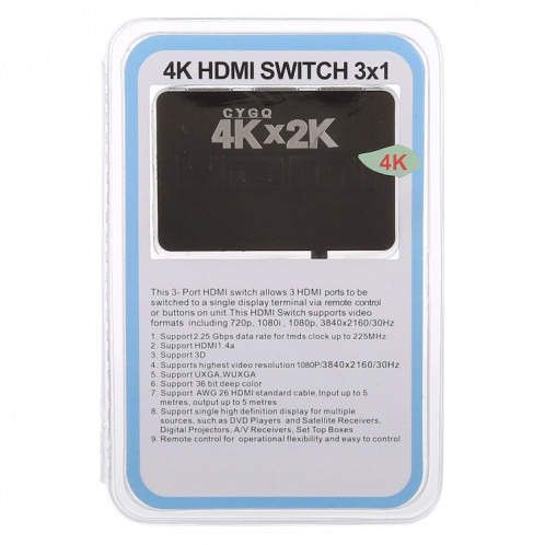 Commutateur HDMI 4K 3 ports avec télécommande SH47501077-06