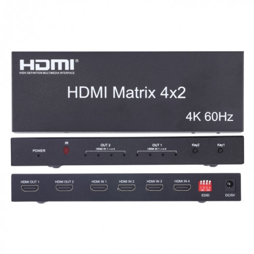 Sélecteur / répartiteur matriciel HDMI 4x2 avec télécommande, prise en charge ARC / MHL / 4Kx2K / 3D, 4 ports Entrée HDMI, 2 ports Sortie HDMI SH5001984-07