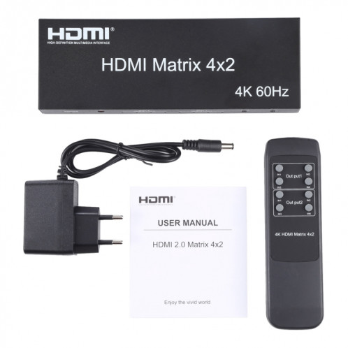 Sélecteur / répartiteur matriciel HDMI 4x2 avec télécommande, prise en charge ARC / MHL / 4Kx2K / 3D, 4 ports Entrée HDMI, 2 ports Sortie HDMI SH5001984-07