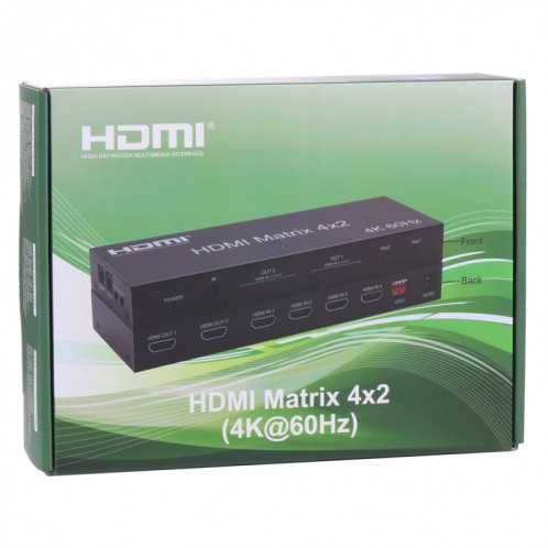 Sélecteur / répartiteur matriciel HDMI 4x2 avec télécommande, prise en charge ARC / MHL / 4Kx2K / 3D, 4 ports Entrée HDMI, 2 ports Sortie HDMI SH5001984-07