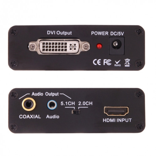 NEWKENG X5 Convertisseur vidéo HDMI vers DVI avec sortie audio coaxiale de 3,5 mm SH54071620-07