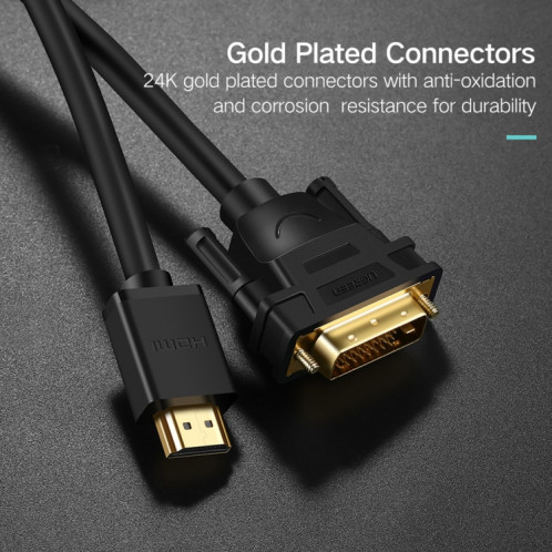 UGREEN DVI D (24 + 1) mâle vers HDMI mâle Ligne de commutation bidirectionnelle HD 2K, longueur: 3 m SU63161797-010