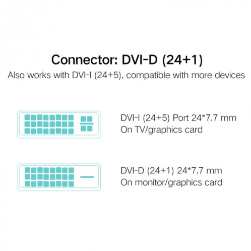UGREEN DVI D (24 + 1) mâle vers HDMI mâle Ligne de commutation bidirectionnelle HD 2K, longueur: 3 m SU63161797-010