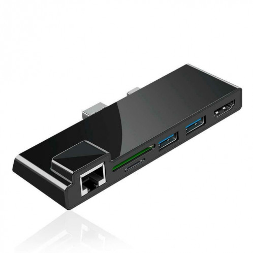 ROCKETEK SK-S5HL RJ45 + 2 x USB 3.0 + HDMI + lecteur de carte mémoire SD / TF HUB 4K HDMI Adapter (Noir) SR603B968-010