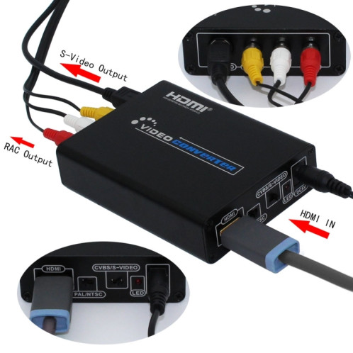 Convertisseur HDMI vers composite/AV s-vidéo adaptateur convertisseur vidéo RCA CVBS/L/R, prise britannique SH403C772-06