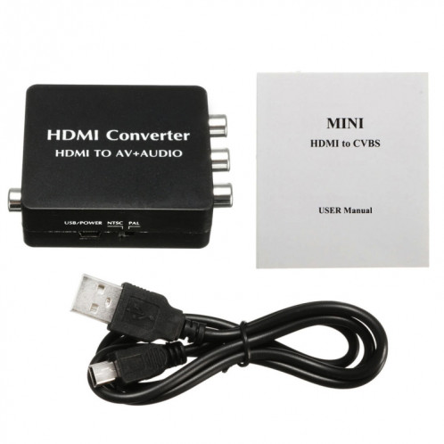 Convertisseur audio HDMI vers AV Support audio coaxial SPDIF Adaptateur vidéo composite NTSC PAL HDMI vers 3RCA pour TV / PC / PS3 / Blu-ray DVD SH74041481-06