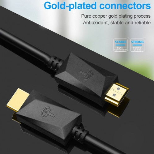 ROCKETEK HDMI01Y-2 HDMI 2.0 4K 30Hz 3D HD Connecteur plaqué or Câble HDMI pour tous les appareils HDMI, longueur: 2 m SR85011783-09