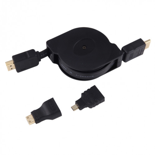 1 m HDMI mâle à HDMI mâle Adaptateur de connecteur audio vidéo rétractable avec mini HDMI et adaptateurs micro HDMI pour moniteur et projecteur HDTV, PC, appareils photo, tablettes et téléphones intelligents SH88841830-06
