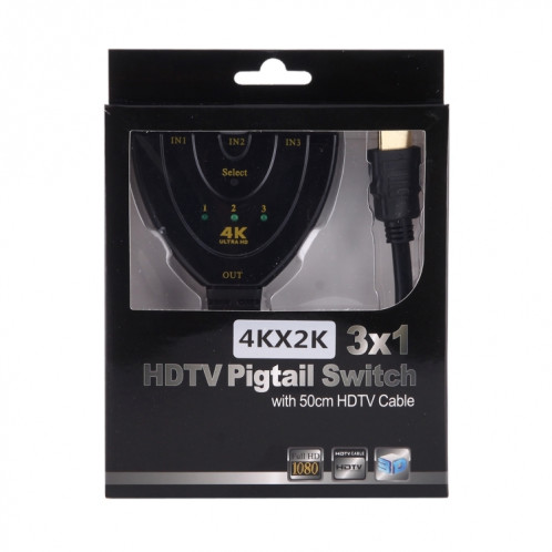 3 en 1 entrée HDMI 4K x 2K adaptateur de commutateur queue de cochon HDTV Splitter SH88851042-07